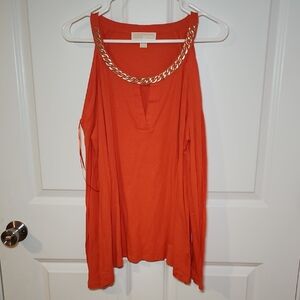 Michael Kors Orange Top with Chain Accent
